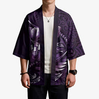 Personalised All Purple New Zealand Darts Kimono Aoteroa Fern Maori Galaxy Style - Polynesian Pride