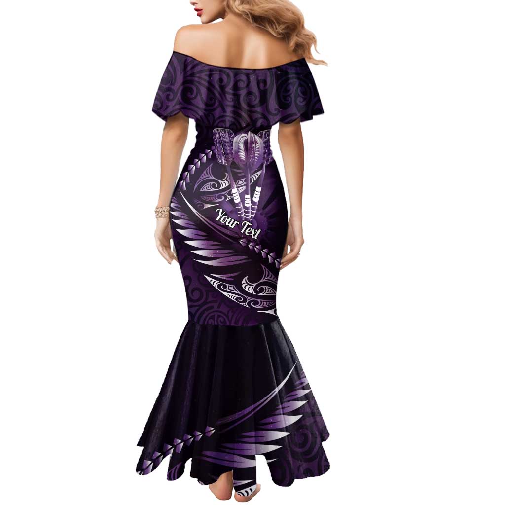 Personalised All Purple New Zealand Darts Mermaid Dress Aoteroa Fern Maori Galaxy Style LT14 - Polynesian Pride