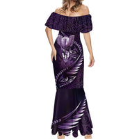 Personalised All Purple New Zealand Darts Mermaid Dress Aoteroa Fern Maori Galaxy Style LT14 - Polynesian Pride