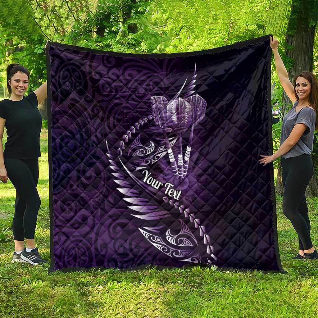 Personalised All Purple New Zealand Darts Quilt Aoteroa Fern Maori Galaxy Style LT14 - Polynesian Pride