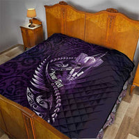 Personalised All Purple New Zealand Darts Quilt Aoteroa Fern Maori Galaxy Style LT14 - Polynesian Pride
