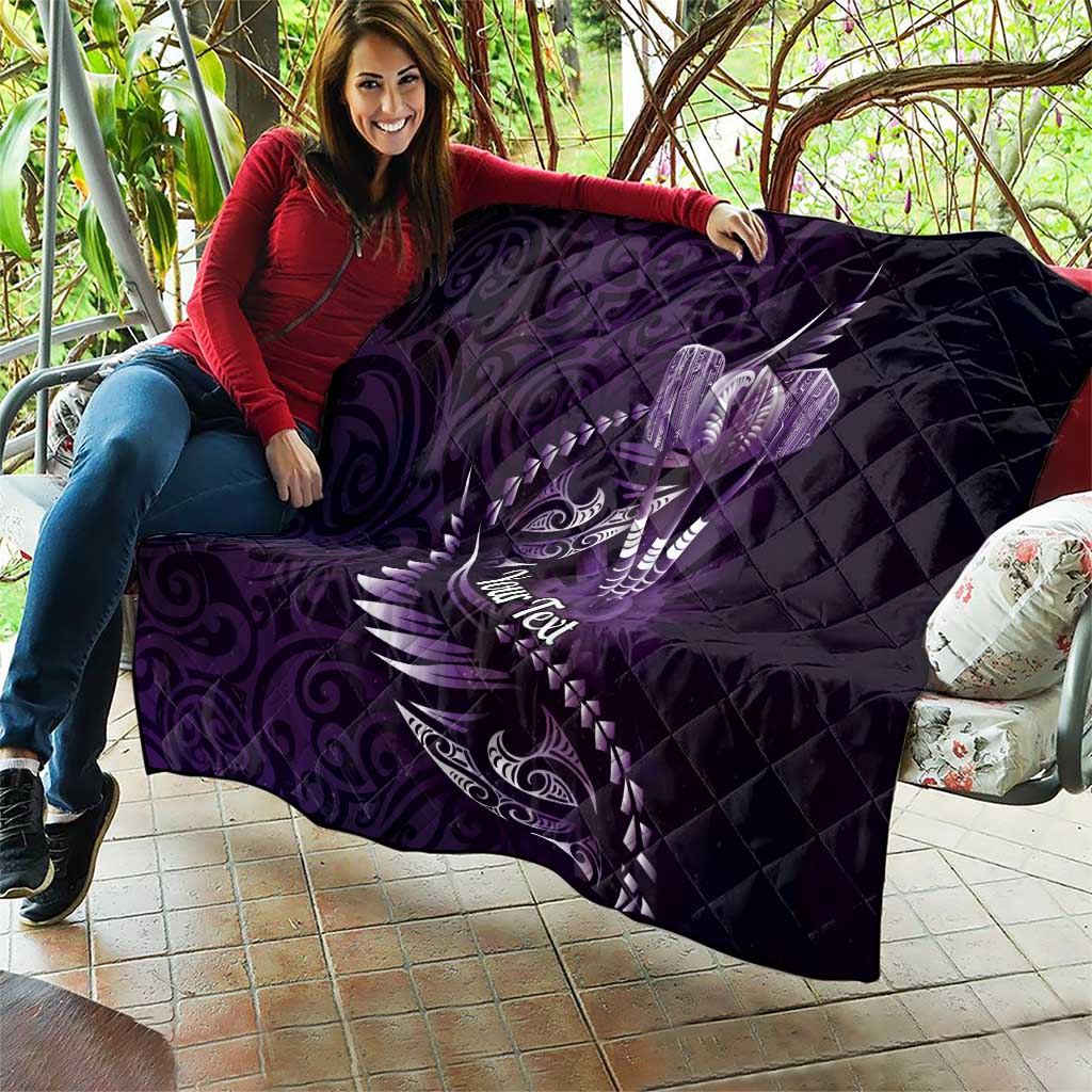 Personalised All Purple New Zealand Darts Quilt Aoteroa Fern Maori Galaxy Style LT14 - Polynesian Pride