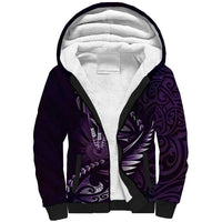 Personalised All Purple New Zealand Darts Sherpa Hoodie Aoteroa Fern Maori Galaxy Style LT14 Unisex Purple - Polynesian Pride