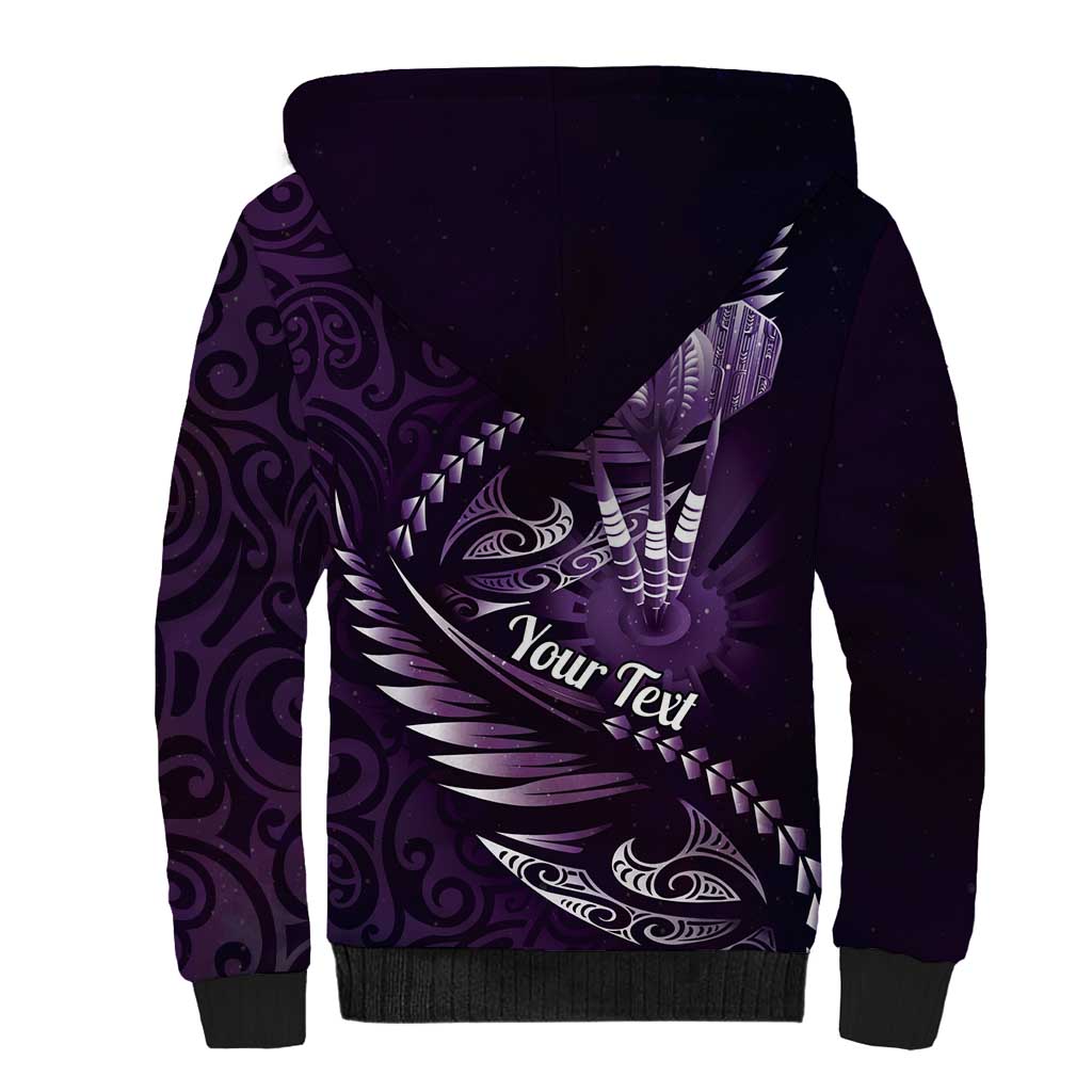 Personalised All Purple New Zealand Darts Sherpa Hoodie Aoteroa Fern Maori Galaxy Style LT14 - Polynesian Pride