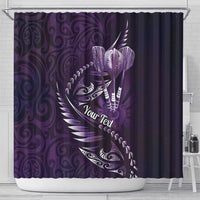 Personalised All Purple New Zealand Darts Shower Curtain Aoteroa Fern Maori Galaxy Style LT14 - Polynesian Pride