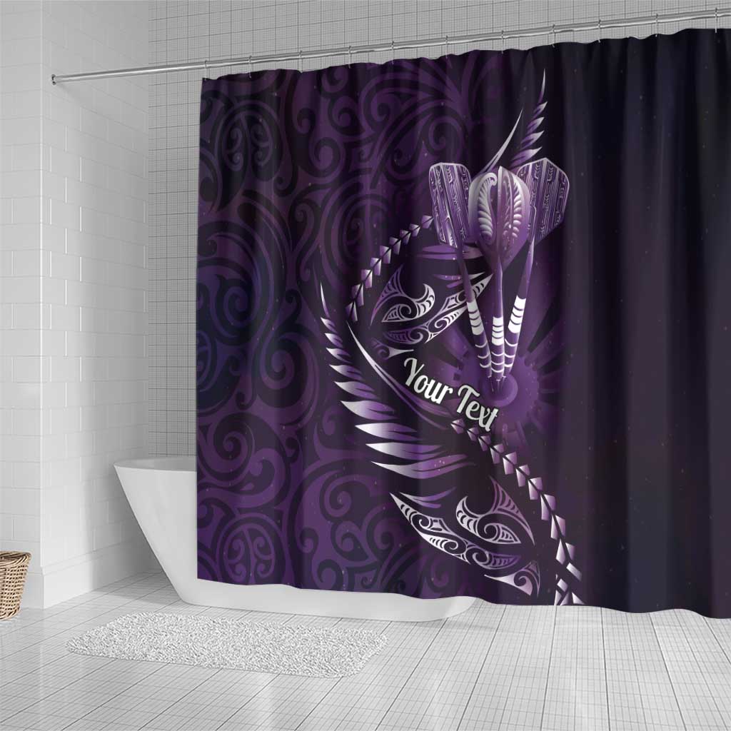 Personalised All Purple New Zealand Darts Shower Curtain Aoteroa Fern Maori Galaxy Style LT14 - Polynesian Pride