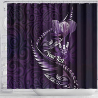 Personalised All Purple New Zealand Darts Shower Curtain Aoteroa Fern Maori Galaxy Style LT14 - Polynesian Pride