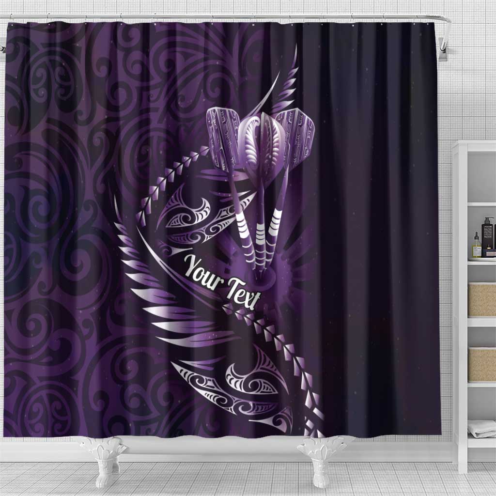 Personalised All Purple New Zealand Darts Shower Curtain Aoteroa Fern Maori Galaxy Style LT14 - Polynesian Pride