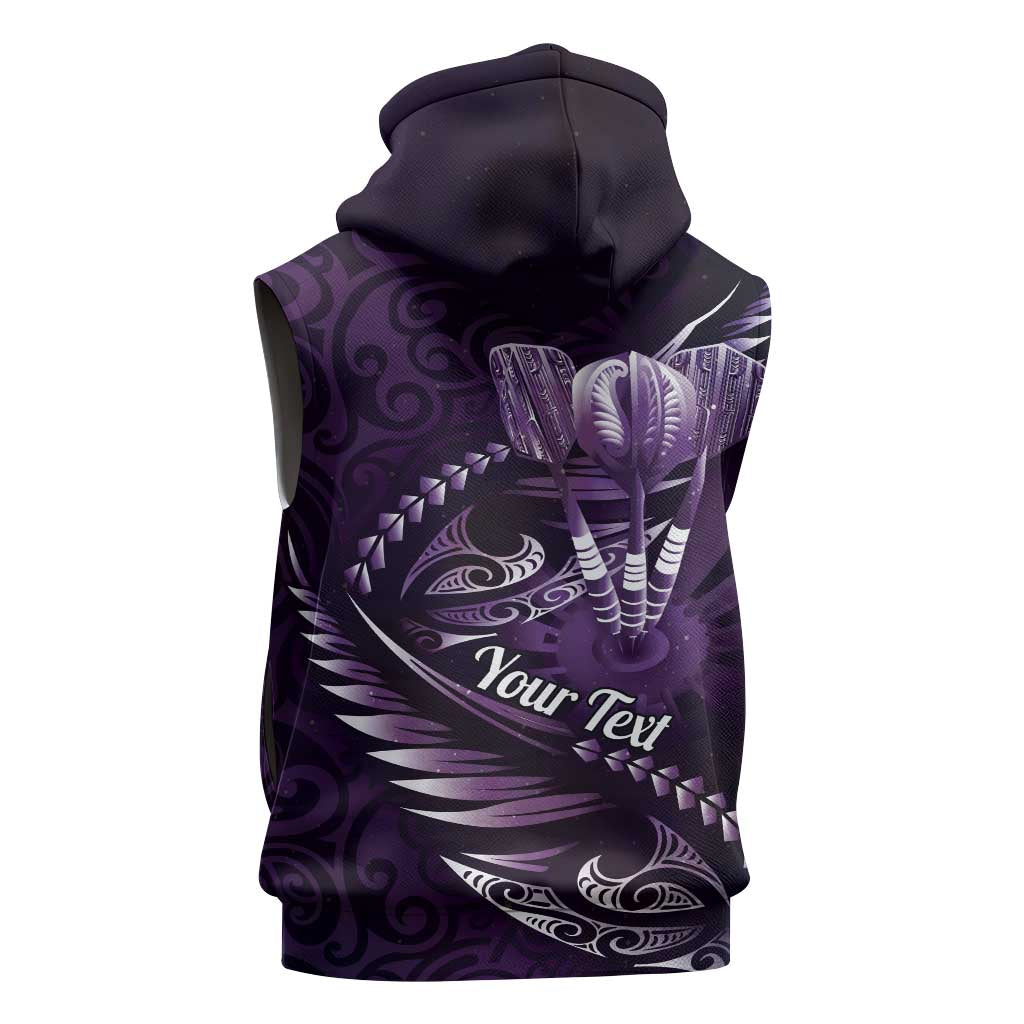 Personalised All Purple New Zealand Darts Sleeveless Hoodie Aoteroa Fern Maori Galaxy Style - Polynesian Pride