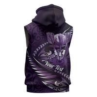 Personalised All Purple New Zealand Darts Sleeveless Hoodie Aoteroa Fern Maori Galaxy Style - Polynesian Pride