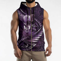 Personalised All Purple New Zealand Darts Sleeveless Zip Hoodie Aoteroa Fern Maori Galaxy Style - Polynesian Pride