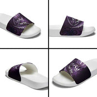 Personalised All Purple New Zealand Darts Slide Sandals Aoteroa Fern Maori Galaxy Style - Polynesian Pride