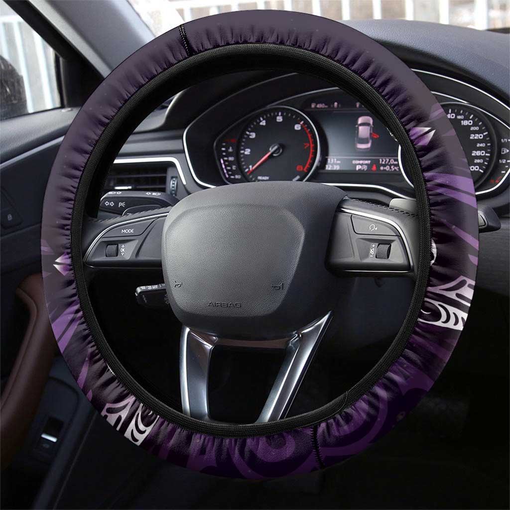 All Purple New Zealand Darts Steering Wheel Cover Aoteroa Fern Maori Galaxy Style LT14 - Polynesian Pride