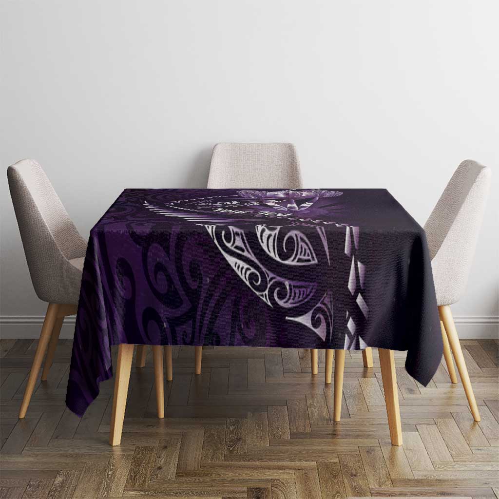 Personalised All Purple New Zealand Darts Tablecloth Aoteroa Fern Maori Galaxy Style