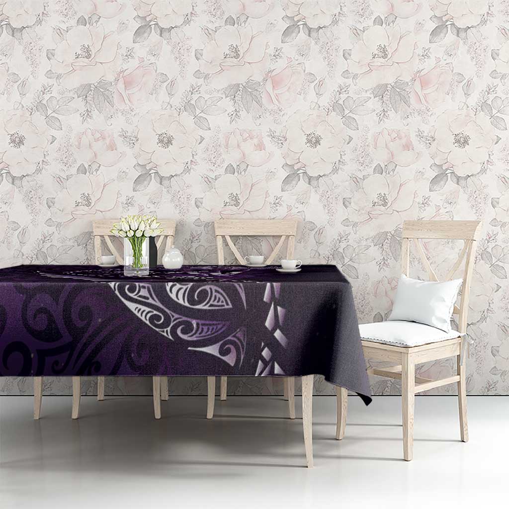 Personalised All Purple New Zealand Darts Tablecloth Aoteroa Fern Maori Galaxy Style