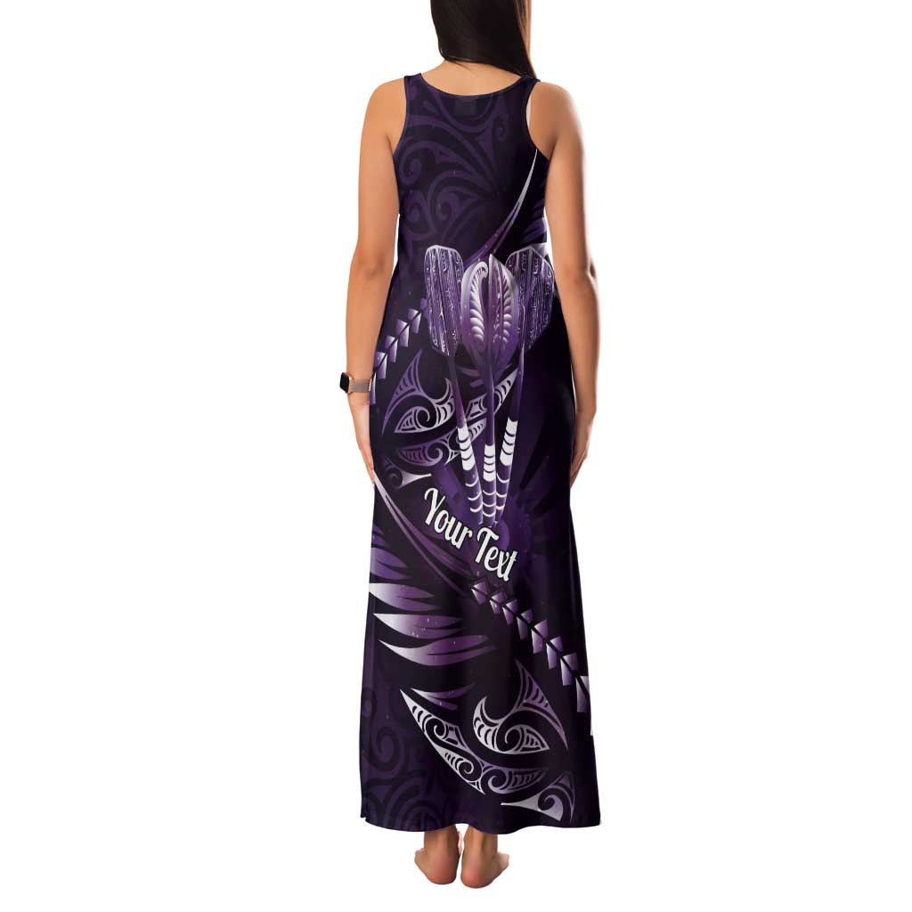 Personalised All Purple New Zealand Darts Tank Maxi Dress Aoteroa Fern Maori Galaxy Style LT14 - Polynesian Pride