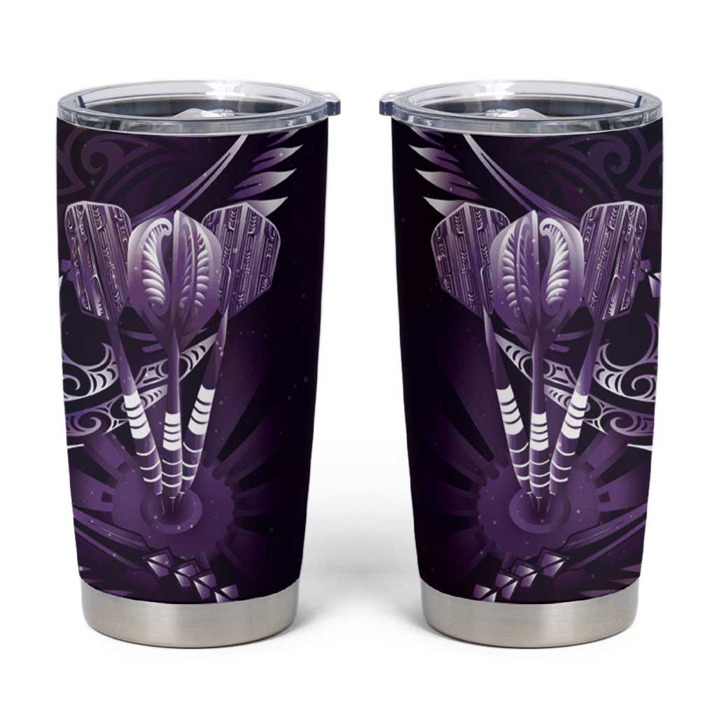 All Purple New Zealand Darts Tumbler Cup Aoteroa Fern Maori Galaxy Style LT14 Purple - Polynesian Pride