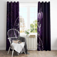 Personalised All Purple New Zealand Darts Window Curtain Aoteroa Fern Maori Galaxy Style