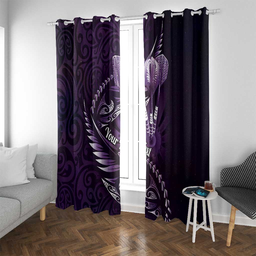 Personalised All Purple New Zealand Darts Window Curtain Aoteroa Fern Maori Galaxy Style