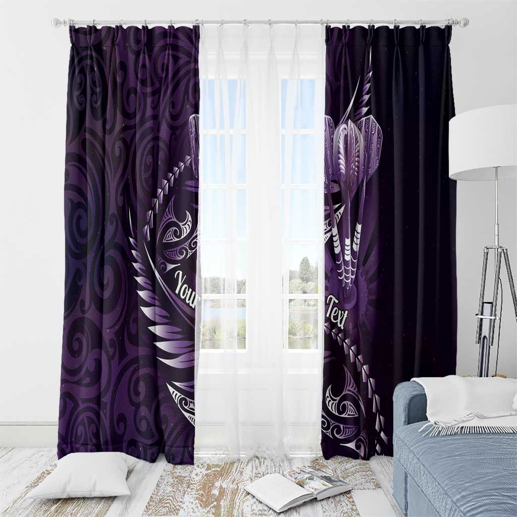 Personalised All Purple New Zealand Darts Window Curtain Aoteroa Fern Maori Galaxy Style