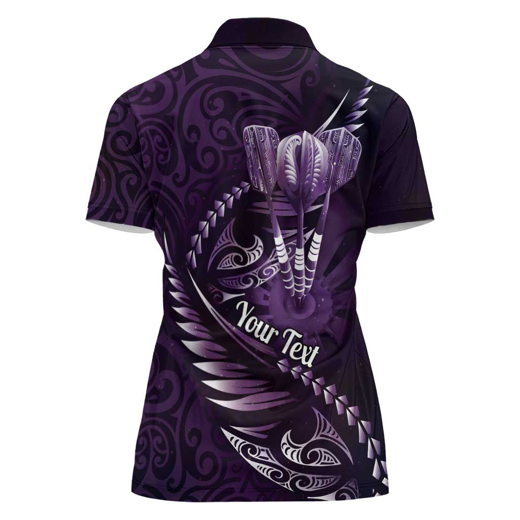 Personalised All Purple New Zealand Darts Women Polo Shirt Aoteroa Fern Maori Galaxy Style LT14 - Polynesian Pride