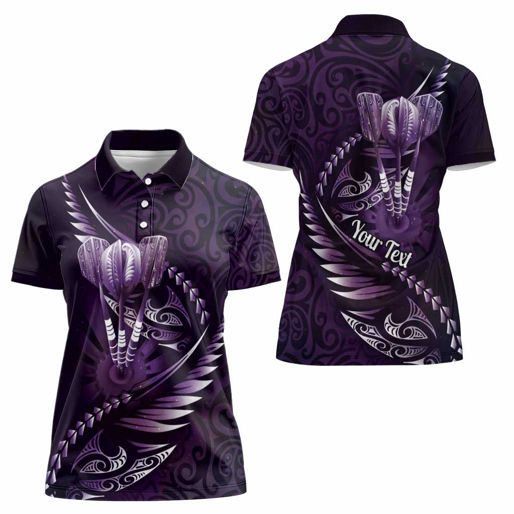 Personalised All Purple New Zealand Darts Women Polo Shirt Aoteroa Fern Maori Galaxy Style LT14 - Polynesian Pride
