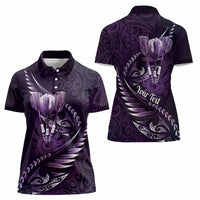 Personalised All Purple New Zealand Darts Women Polo Shirt Aoteroa Fern Maori Galaxy Style LT14 - Polynesian Pride