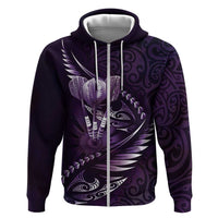 Personalised All Purple New Zealand Darts Zip Hoodie Aoteroa Fern Maori Galaxy Style LT14 Zip Hoodie Purple - Polynesian Pride