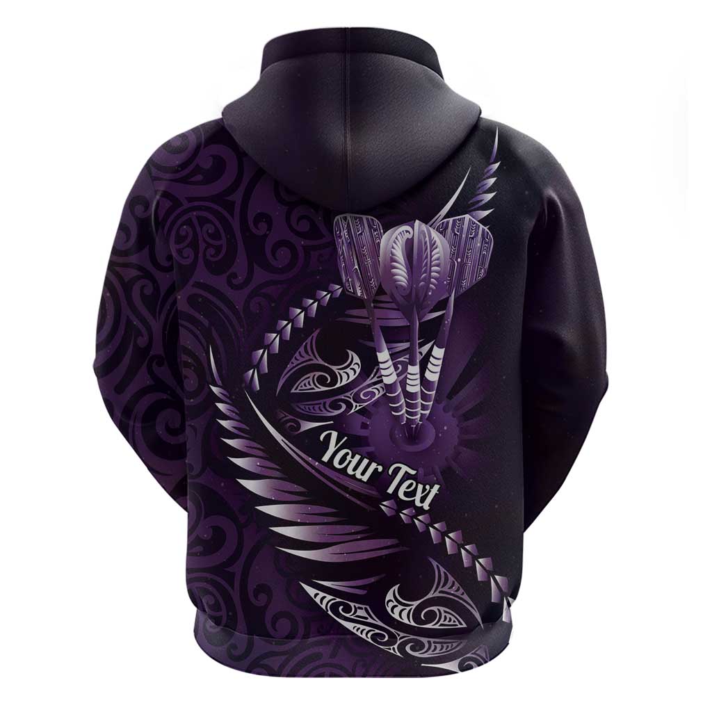 Personalised All Purple New Zealand Darts Zip Hoodie Aoteroa Fern Maori Galaxy Style LT14 - Polynesian Pride
