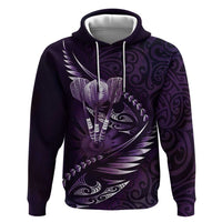 Personalised All Purple New Zealand Darts Zip Hoodie Aoteroa Fern Maori Galaxy Style LT14 Pullover Hoodie Purple - Polynesian Pride