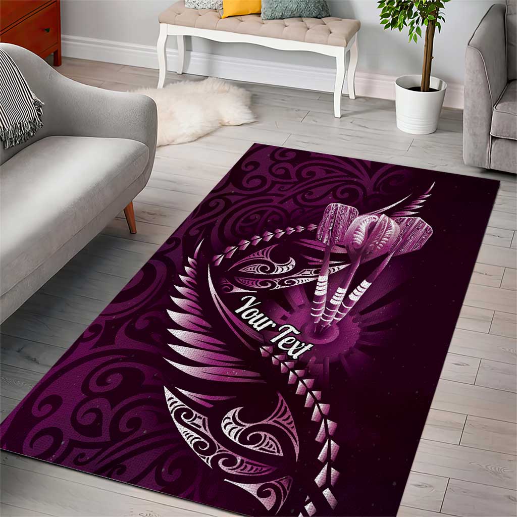 Personalised All Pink New Zealand Darts Area Rug Aoteroa Fern Maori Galaxy Style