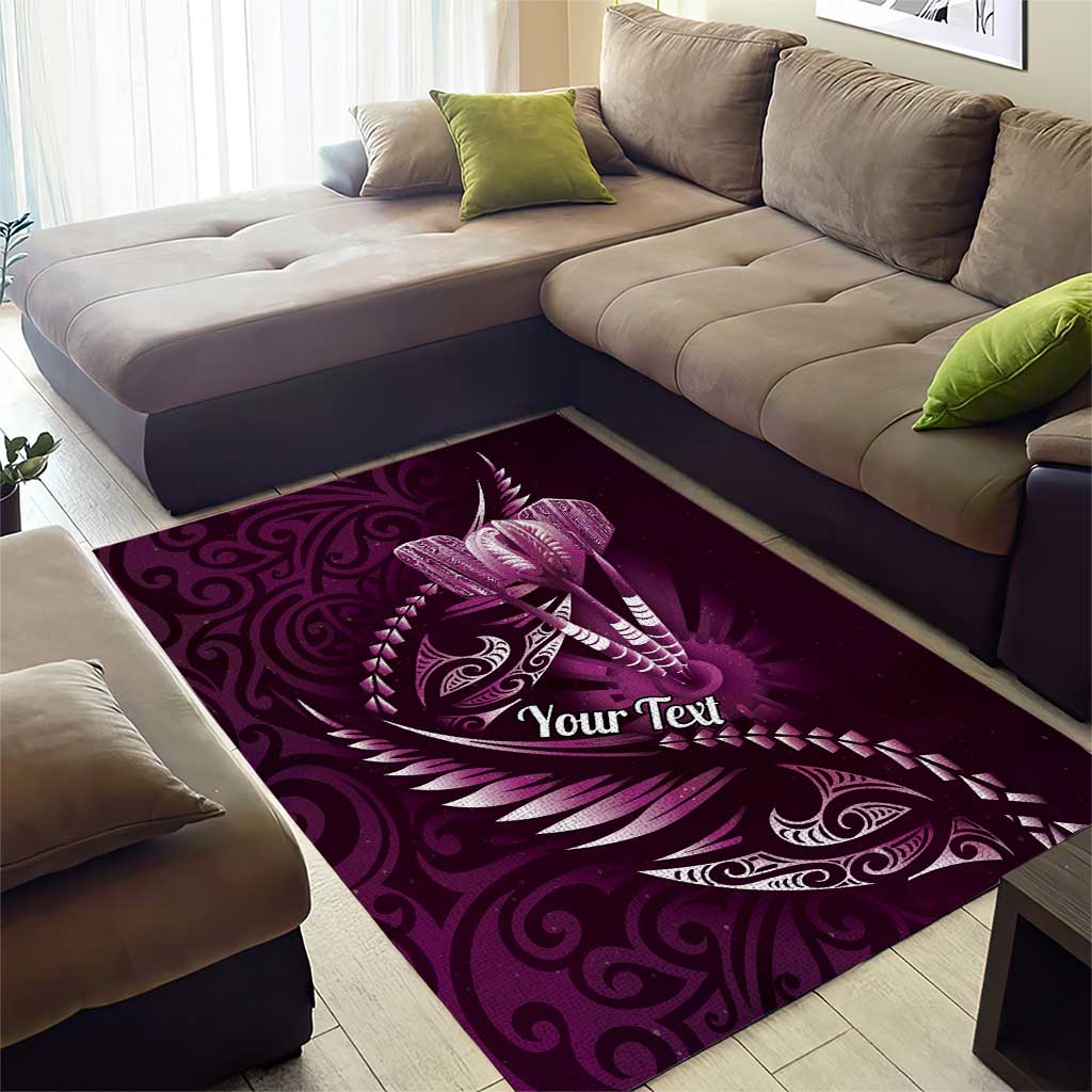 Personalised All Pink New Zealand Darts Area Rug Aoteroa Fern Maori Galaxy Style