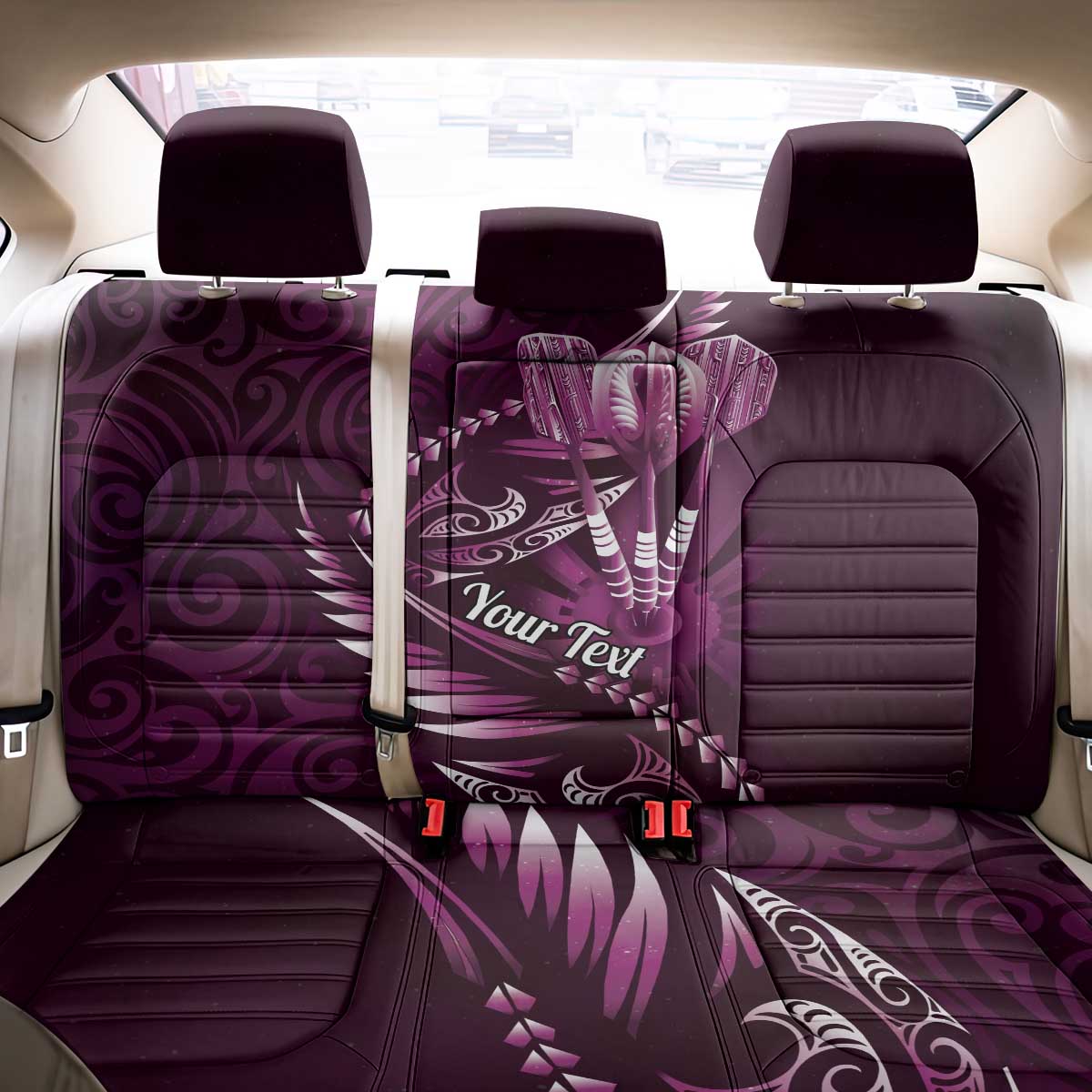 Personalised All Pink New Zealand Darts Back Car Seat Cover Aoteroa Fern Maori Galaxy Style