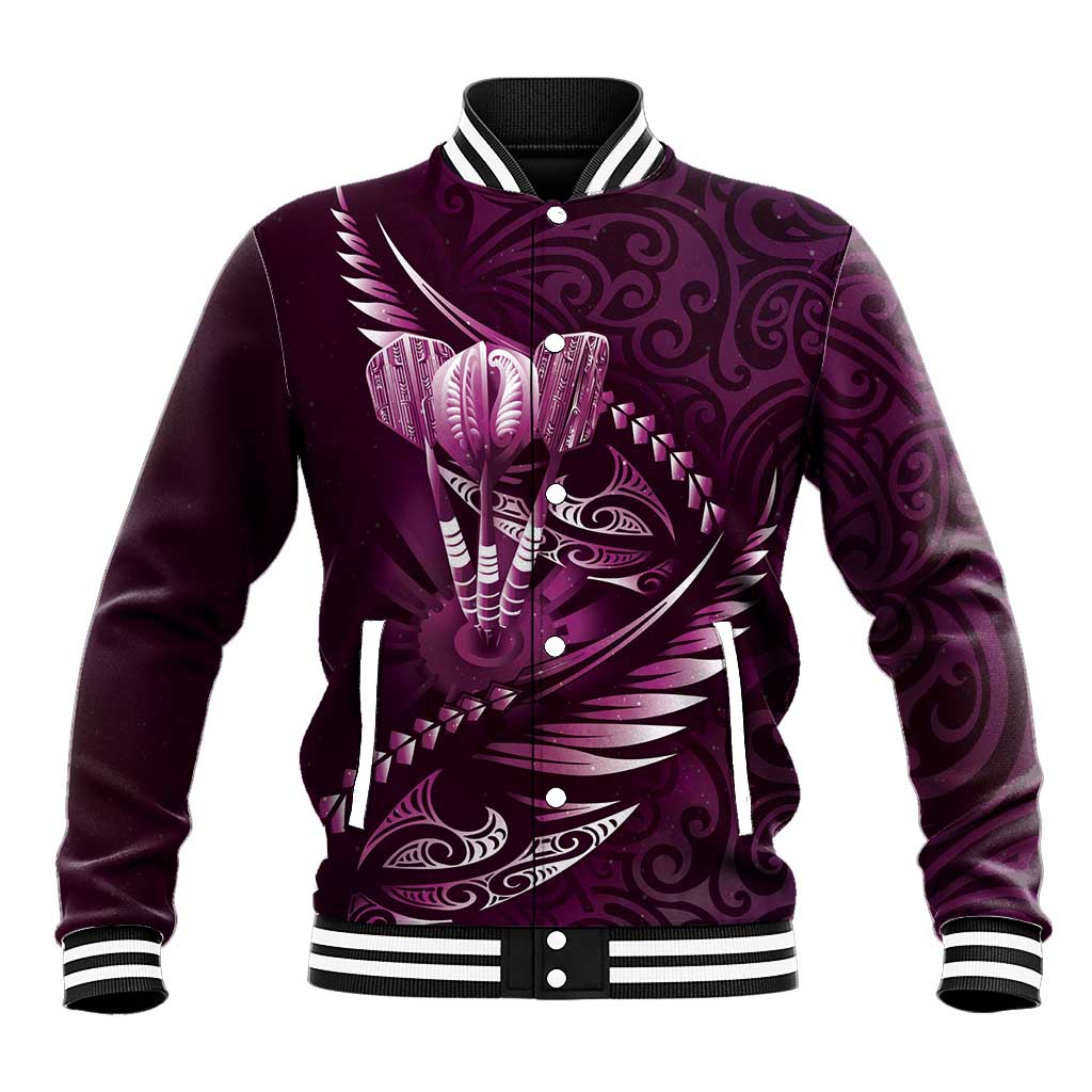 Personalised All Pink New Zealand Darts Baseball Jacket Aoteroa Fern Maori Galaxy Style
