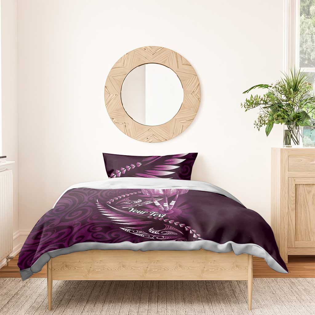 Personalised All Pink New Zealand Darts Bedding Set Aoteroa Fern Maori Galaxy Style