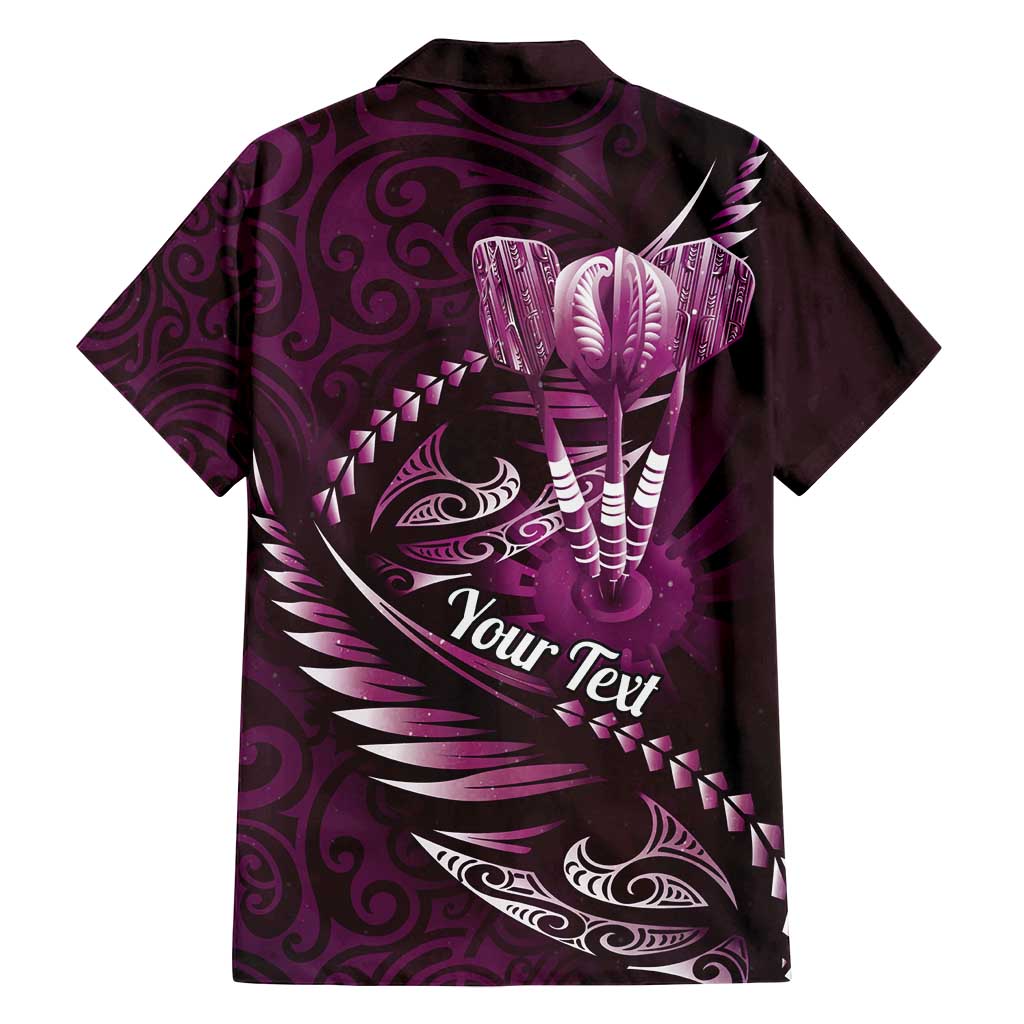 Personalised All Pink New Zealand Darts Family Matching Long Sleeve Bodycon Dress and Hawaiian Shirt Aoteroa Fern Maori Galaxy Style LT14 - Polynesian Pride