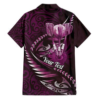 Personalised All Pink New Zealand Darts Family Matching Puletasi and Hawaiian Shirt Aoteroa Fern Maori Galaxy Style LT14 - Polynesian Pride
