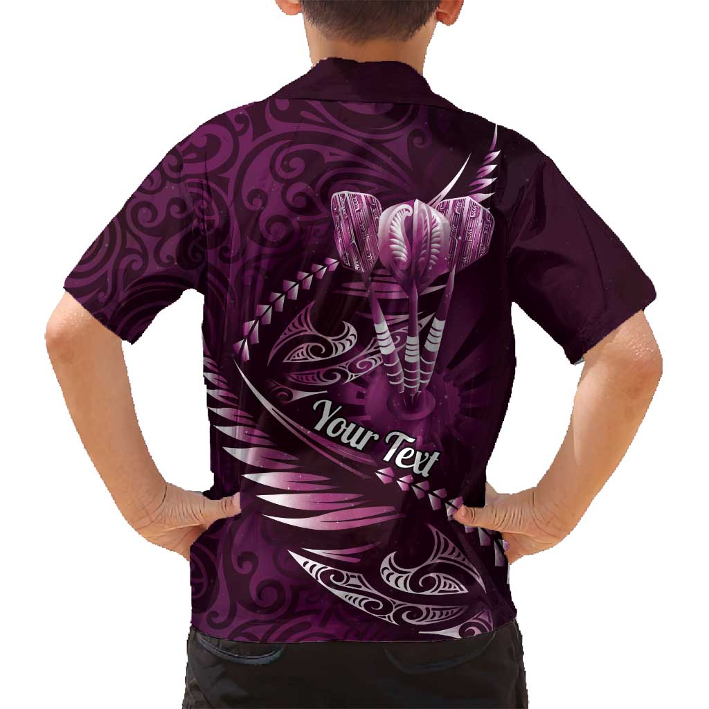 Personalised All Pink New Zealand Darts Family Matching Tank Maxi Dress and Hawaiian Shirt Aoteroa Fern Maori Galaxy Style