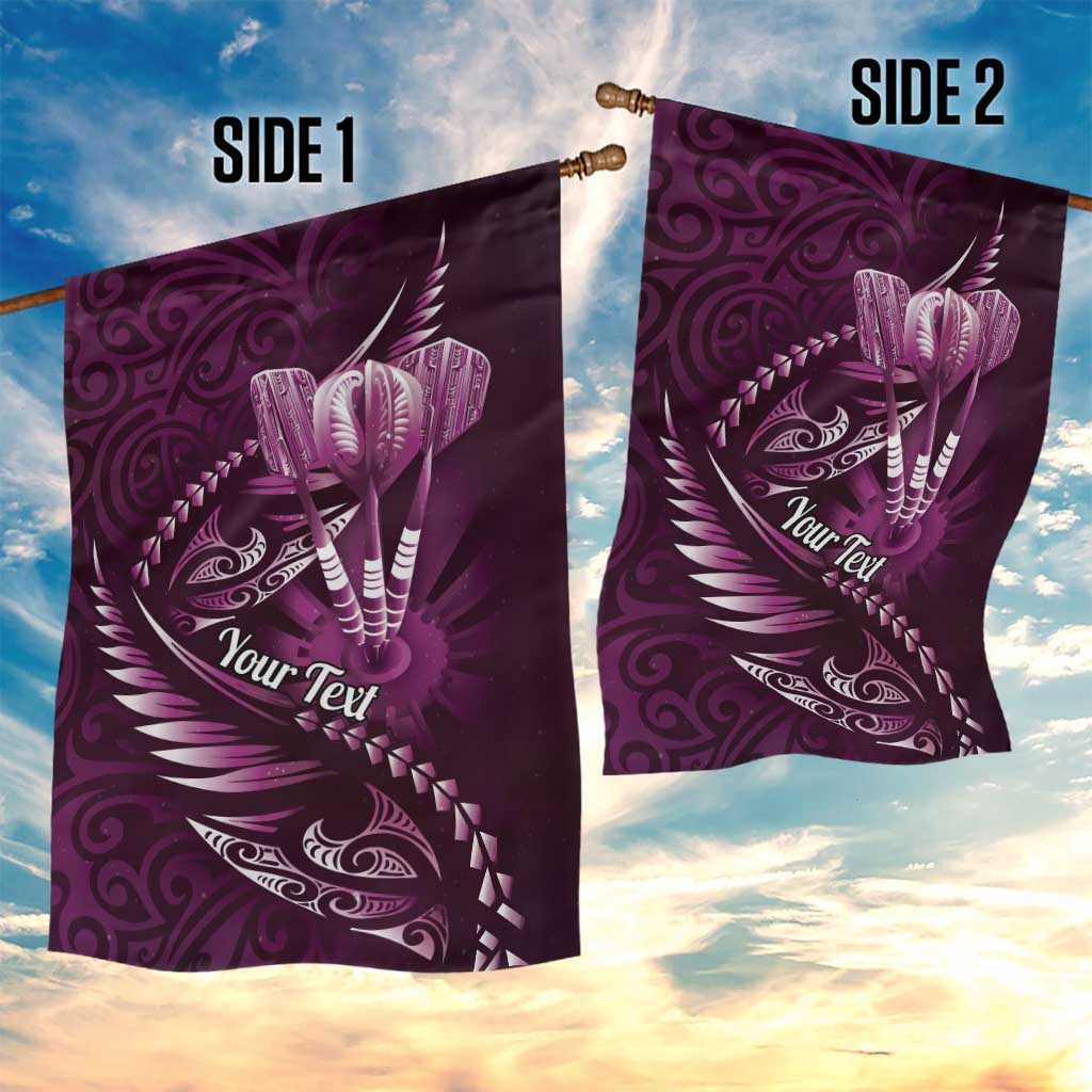 Personalised All Pink New Zealand Darts Garden Flag Aoteroa Fern Maori Galaxy Style LT14 - Polynesian Pride