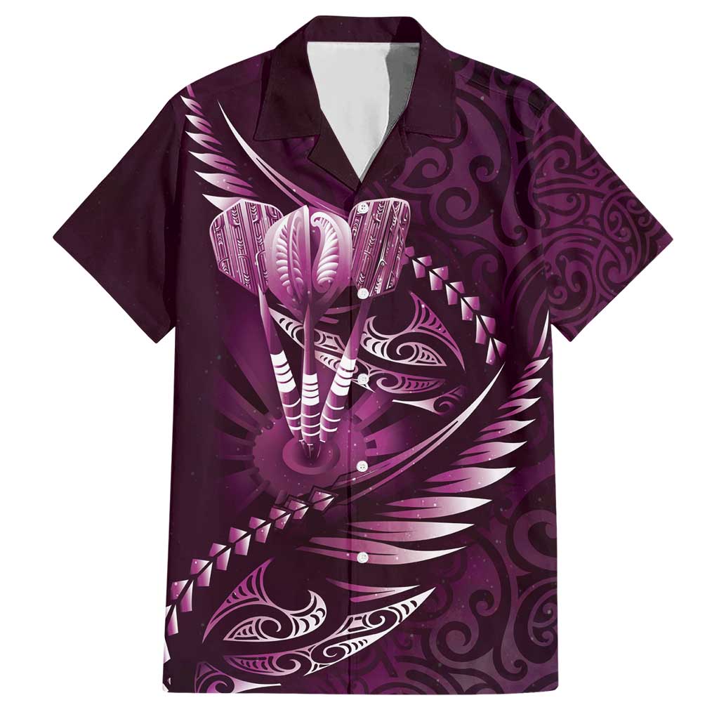 Personalised All Pink New Zealand Darts Hawaiian Shirt Aoteroa Fern Maori Galaxy Style LT14 Pink - Polynesian Pride
