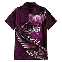 Personalised All Pink New Zealand Darts Hawaiian Shirt Aoteroa Fern Maori Galaxy Style LT14 - Polynesian Pride