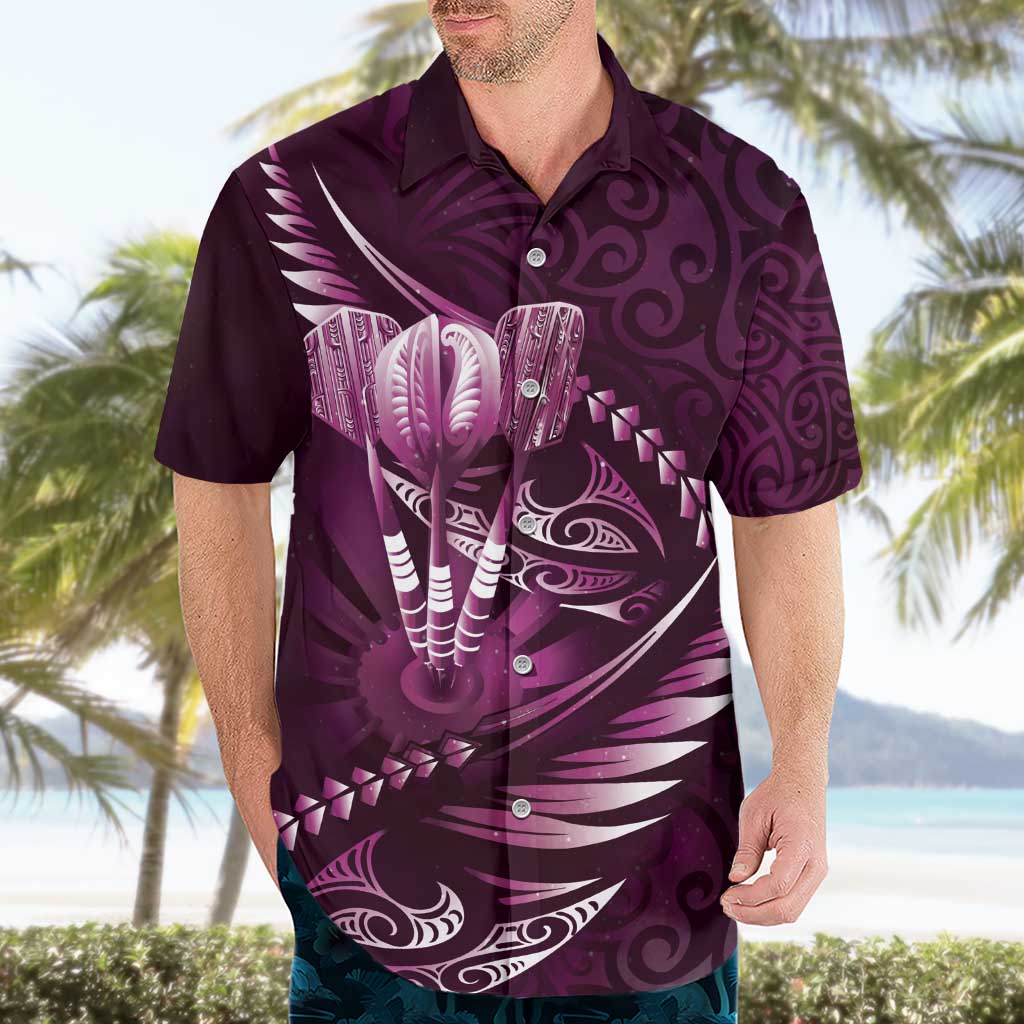 Personalised All Pink New Zealand Darts Hawaiian Shirt Aoteroa Fern Maori Galaxy Style LT14 - Polynesian Pride