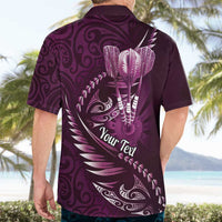 Personalised All Pink New Zealand Darts Hawaiian Shirt Aoteroa Fern Maori Galaxy Style LT14 - Polynesian Pride