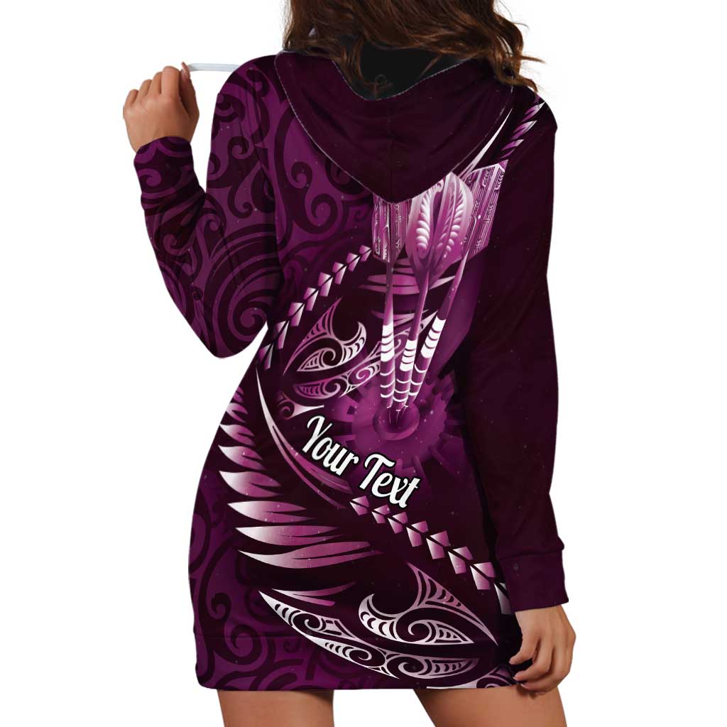 Personalised All Pink New Zealand Darts Hoodie Dress Aoteroa Fern Maori Galaxy Style LT14 - Polynesian Pride