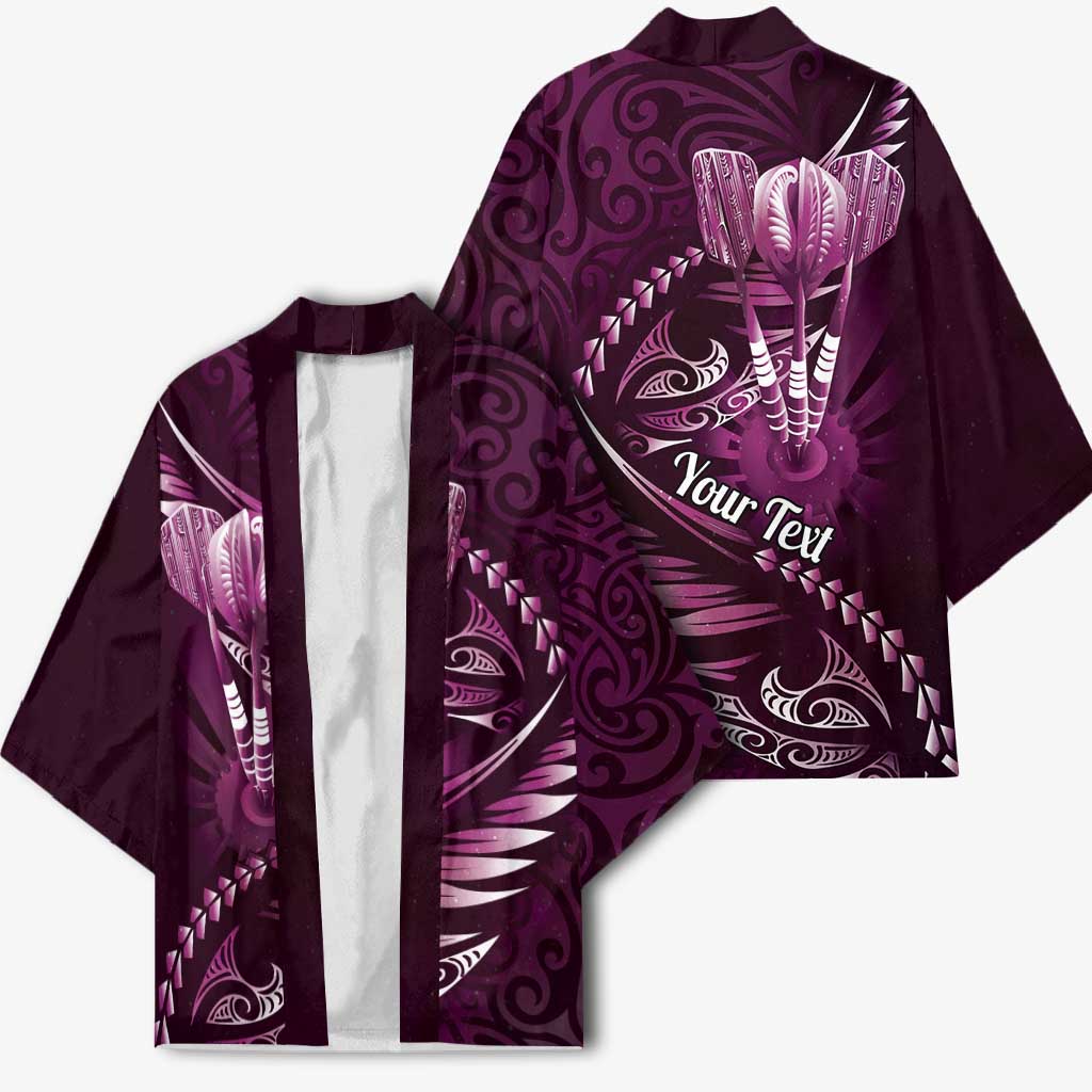 Personalised All Pink New Zealand Darts Kimono Aoteroa Fern Maori Galaxy Style - Polynesian Pride