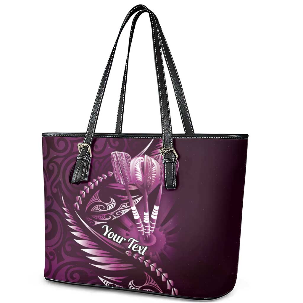 Personalised All Pink New Zealand Darts Leather Tote Bag Aoteroa Fern Maori Galaxy Style LT14 - Polynesian Pride