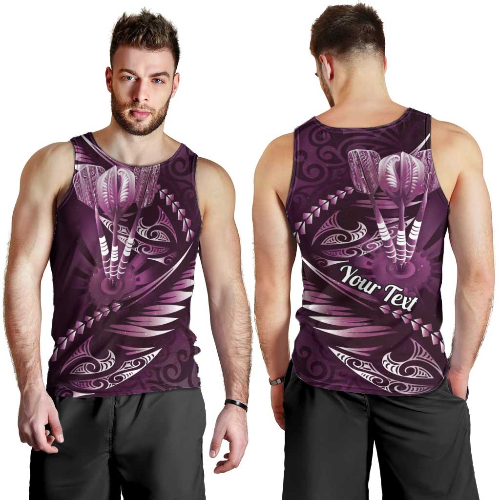 Personalised All Pink New Zealand Darts Men Tank Top Aoteroa Fern Maori Galaxy Style LT14 - Polynesian Pride