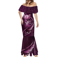Personalised All Pink New Zealand Darts Mermaid Dress Aoteroa Fern Maori Galaxy Style LT14 - Polynesian Pride