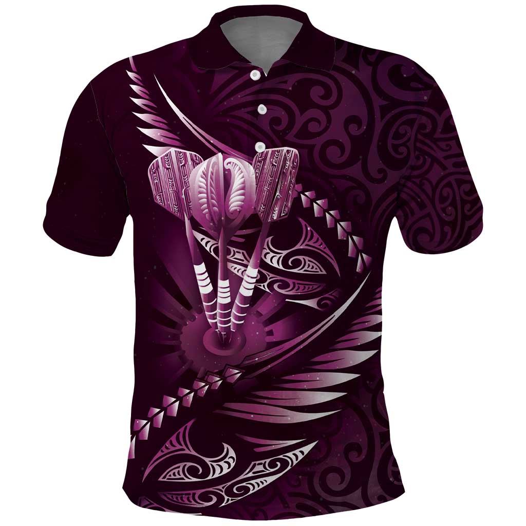 Personalised All Pink New Zealand Darts Polo Shirt Aoteroa Fern Maori Galaxy Style