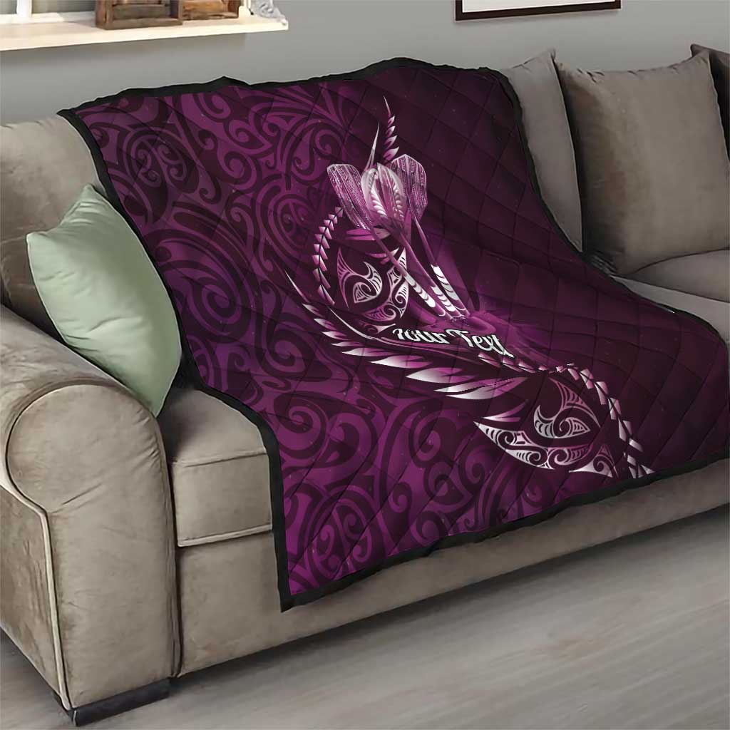 Personalised All Pink New Zealand Darts Quilt Aoteroa Fern Maori Galaxy Style
